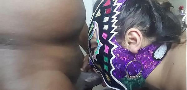 masked latina step mom sucks black cock